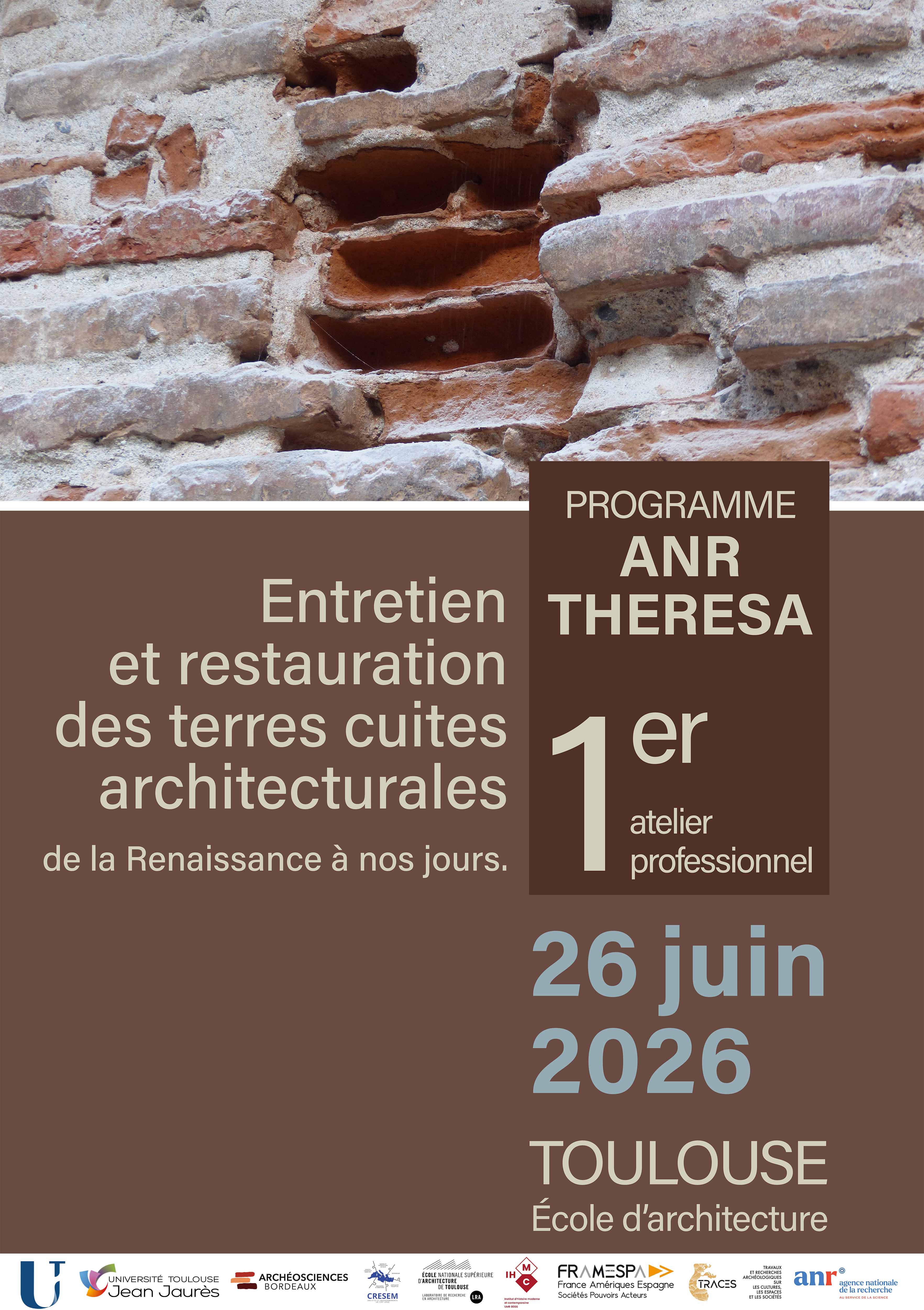 ANR THERESA — 1er atelier professionnel "Entretien et restauration des terres cuites architecturales, de la Renaissance à nos jours"