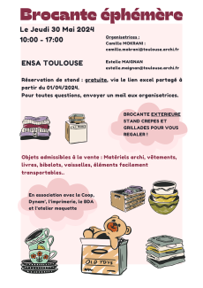 Brocante ephémère à l'ENSA Toulouse